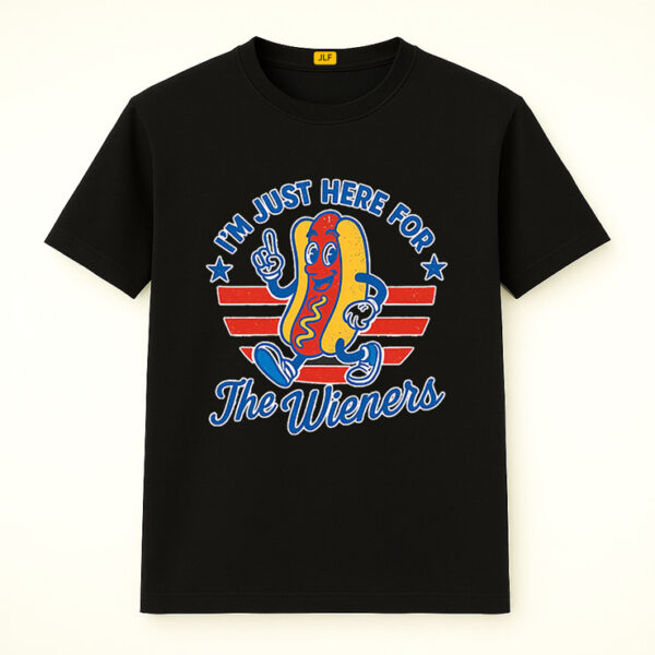 4th of July Just Here For The Wieners Shirt, Funny Hot Dog For Independence Day