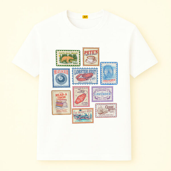 Emily Henry Books Stamp Shirt, Beach Read, Sunshine Falls, Happy Place